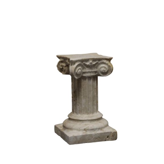 kowaku Roman Column with Base Travertine-Look Roman Column Weathered Ornament for Mantel, Console Table Short Travertine