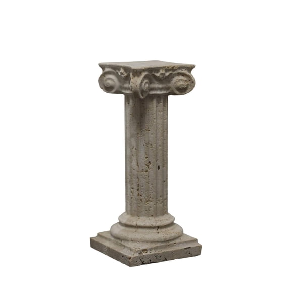 kowaku Roman Column with Base Travertine-Look Roman Column Weathered Ornament for Mantel, Console Table Tall Travertine