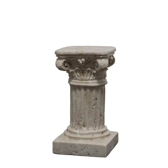 kowaku Roman Column with Base Travertine-Look Roman Column Weathered Ornament for Mantel, Console Table Thick Travertine