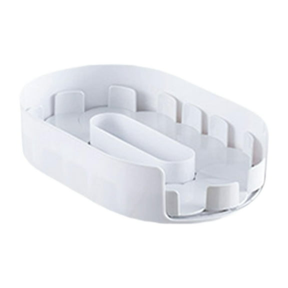 kowaku Rotating Condiment Holder, Rectangular Fridge Organizer, Non Skid Beverage Cans Bins Spice Storage Rack for Kitchen, Cupboard White