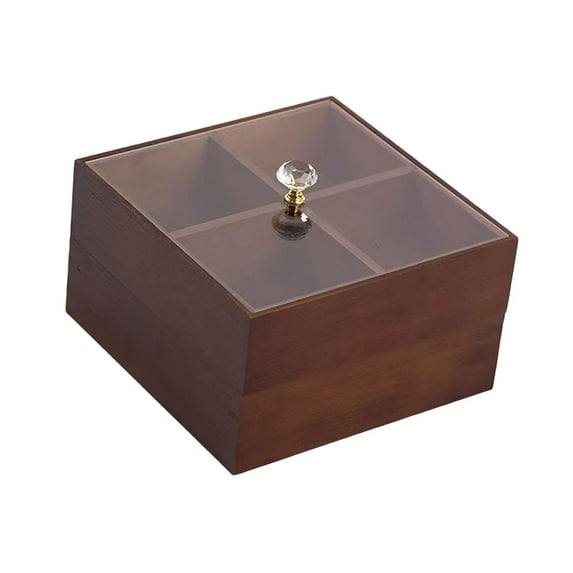 kowaku Serving Tray Appetizer Platter Portable Multifunctional Decorative Snack Tray with Lid for Candy Cookies Fruits Sweets Nuts 4 grid 2 layer