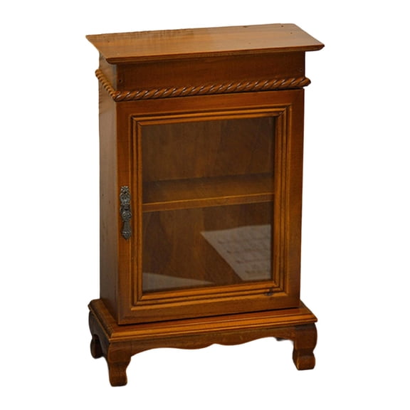 kowaku Small Accent Cabinet with Glass Door Display Case Storage Wooden Desk Organizer Decorative Box for Bedside NightStand Dresser