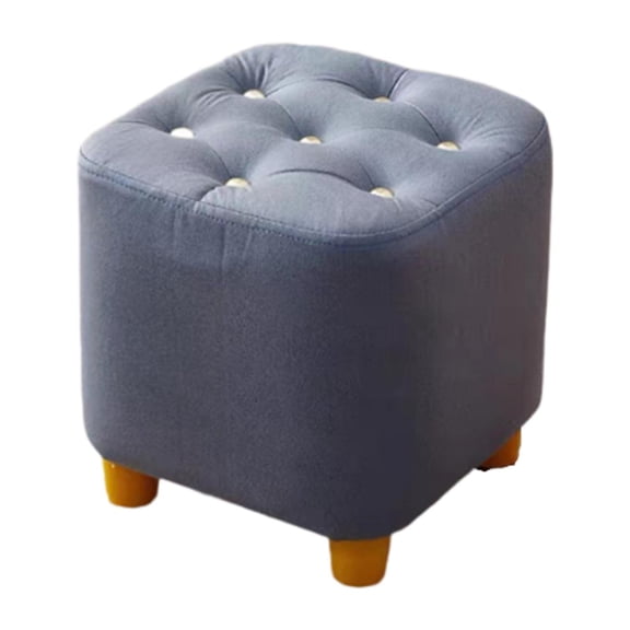 kowaku Small Footstool Ottoman Stool Anti Slip Padded Seat Furniture Square Foot Stool Footrest for Apartment Couch Entryway Bedside Gray blue