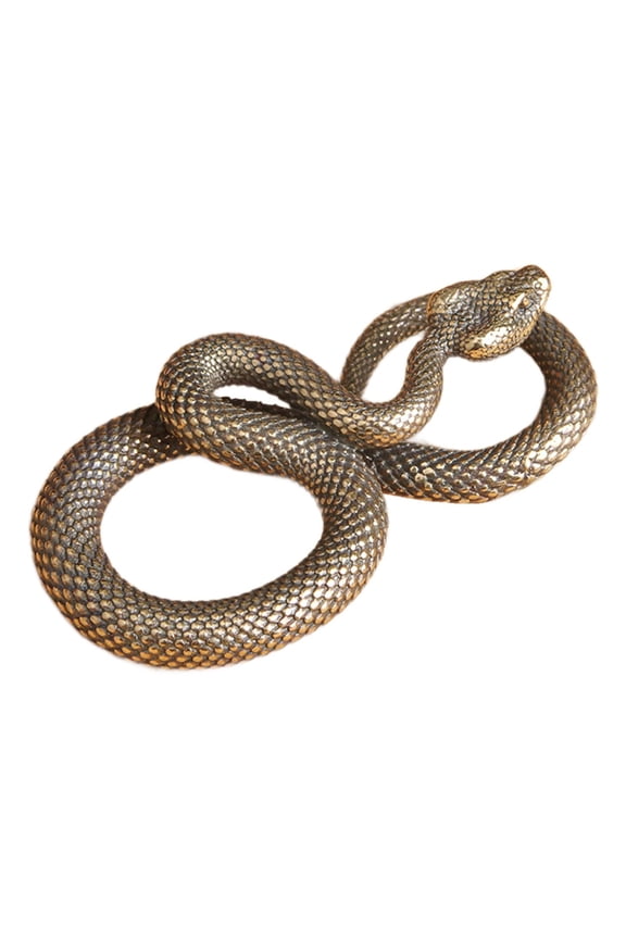 Snake Keychain Pendant Brass Python Statue Mini Snake Figurine Backpack Charm Ornament Unique Retro Antique Design Suitable for Gift Giving Home Decoration Desktop Display Bedroom Study