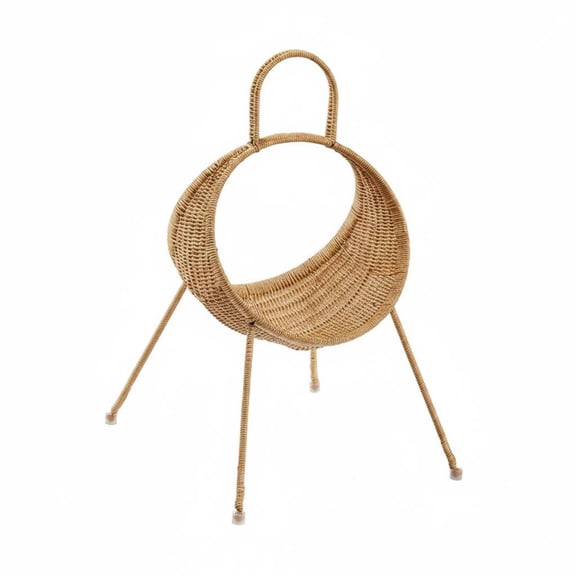 kowaku Sofa Side Storage Rack Decorative Magazine Rack Basket Easy to Move Rattan Basket Stand for Living Room, Office, Light Brown