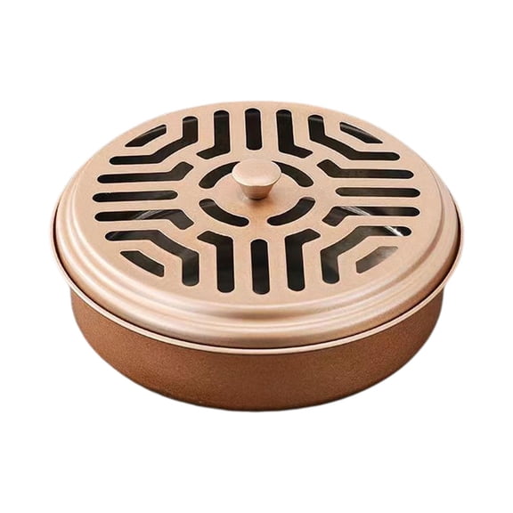kowaku Stainless Steel Coil Holder Incenses Box Cover Traditional Practical Portable Fireproof Burner Holder for Terrace Indoor Deck