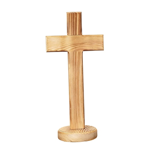 kowaku Standing Wooden Cross, Handcrafted Item, Ornament, Catholic Christian Religious Gift, Wooden Sculpture for Indoor Use, Office, Fireplace Or Shelf