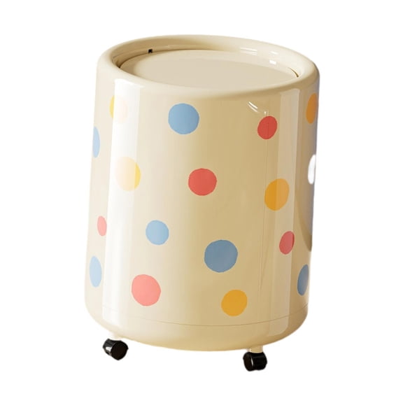 kowaku Trash Can with Wheels Waste Basket and Lid Simplistic Household Garbage Bin Dustbin for Bathroom Home Dresser Bedroom Office Colorful