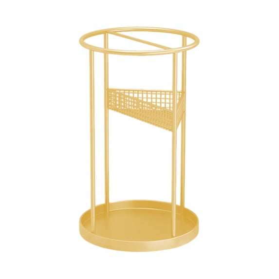 kowaku Umbrella Storage Bucket Commercial Umbrella Holder Versatile Decoration Round Compact Rack Organizer Stand for Rain Gear Home Gold