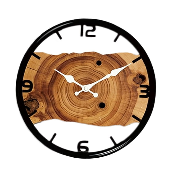 kowaku Wall Clock Round Wooden Modern Quiet Stylish Silent for Study Indoor Kitchen Arabic Numerals