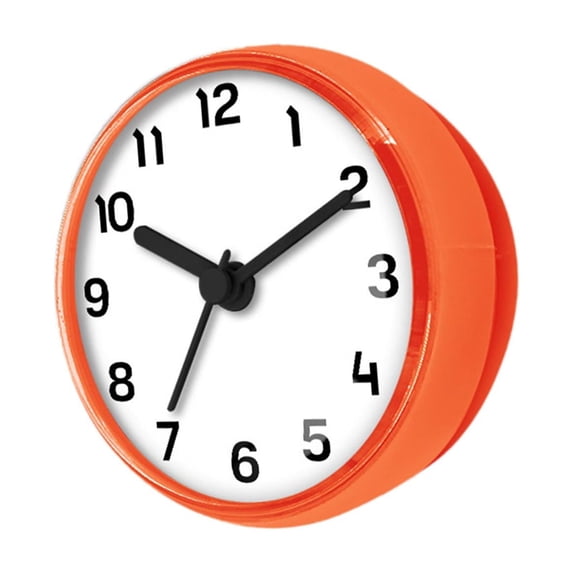 kowaku Wall Clock Small Digital Waterproof Bathroom Clock Silent Battery Operated Suction Cup Sturdy PP PVC Material Compact Easy Reading Face Suitable for Kitchen Toilet Home Hotel Orange