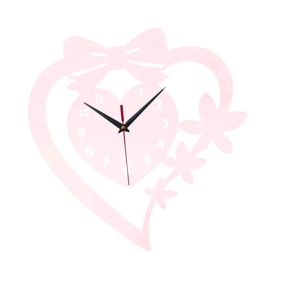 kowaku Wall Clock Valentine Heart Wall Clock Silent Acrylic Decorative Clock Wall Hanging Clock Noise Free Suitable for festival gifting living room bedroom wedding decoration Pink