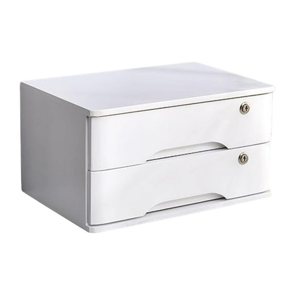 kowaku Wood Desktop Storage Box with Lock Desk Organizer for Counter Vanity Dresser White