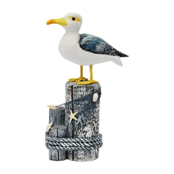 kowaku Wooden Seagull Figurine, Beach Decoration, Rustic Nautical Bird Statue for Bathroom, Dining Room, Living Room, Table And Bedroom.
