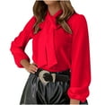 thumbnail image 1 of kpmatpey Blouse for Women Dressy Casual Business Bow Tie Neck Long Sleeve Work Offices Shirts Fall Tops, 1 of 5