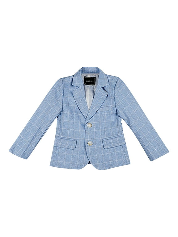 Toddler Baby Boys Clothes Blazer Jackets Button up Lapel Collared Long Sleeve Plaid Formal Suit