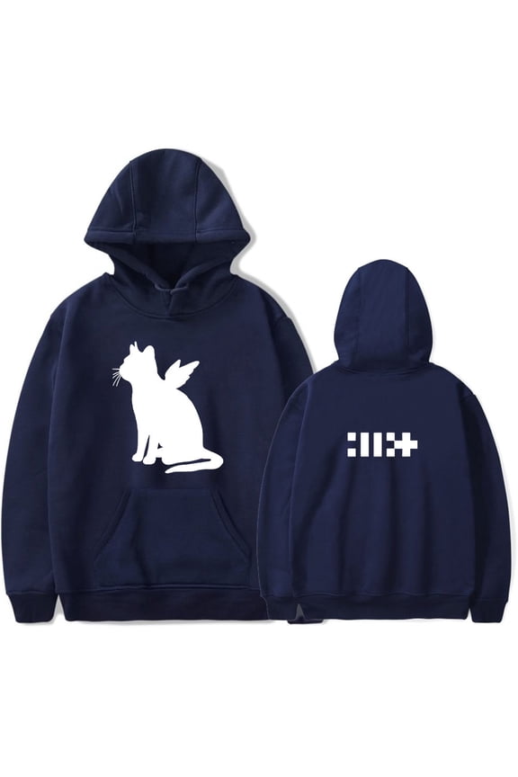 kpop ILLIT merch cat Hooded Drawstring Pocket Sweatshirt Men/women music fans Pullover