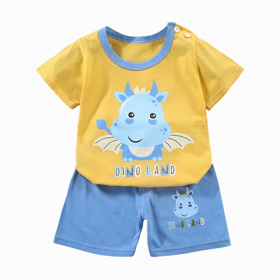 kpoplk 2Pcs Baby Boy First Birthday Outfit Short Sleeve The Big One T-Shirt Top Casual Shorts Summer 1st Birthday Clothes(Yellow,5-6 Y)