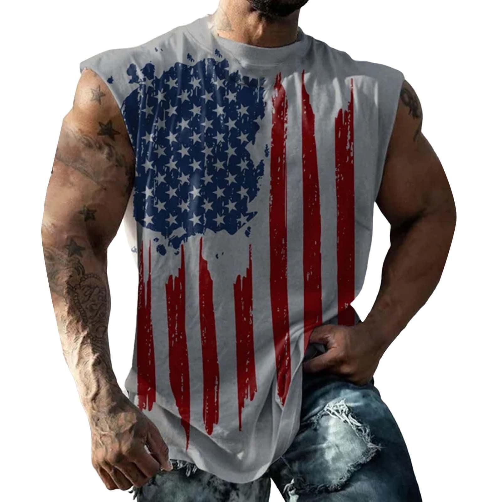 RJRA American Flag Print Men's T-Shirt – Patriotic Short Sleeve Tee In XX-Large