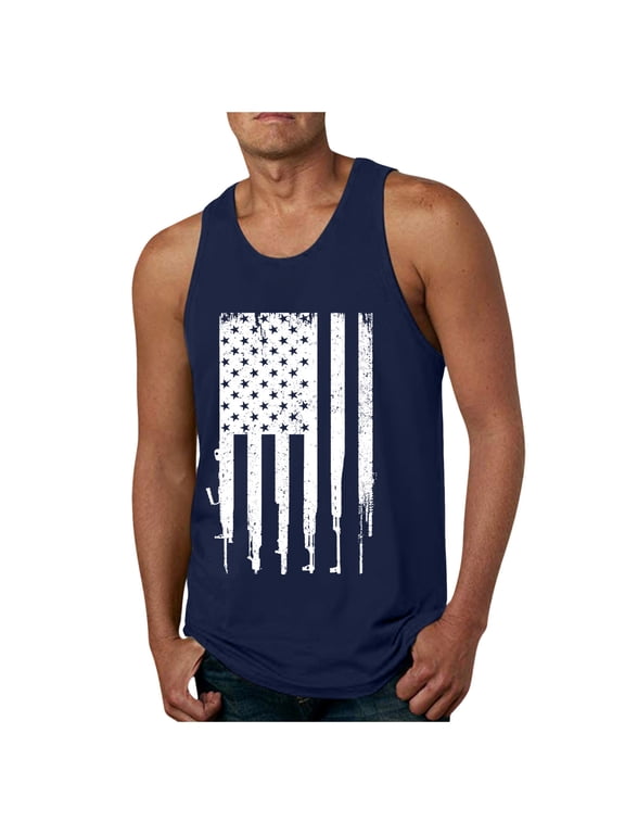 4th of July Patriotic Shirts Mens Workout Tank Top 1776 Gym Muscle Tee Fitness Bodybuilding Sleeveless T Shirt(Navy,XXL)