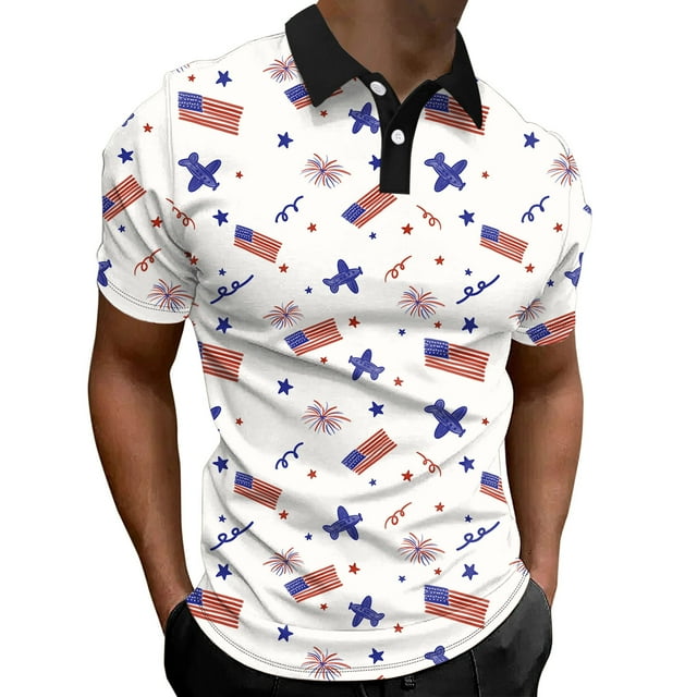 Kpoplk 4th Of July Polo Shirts Mens Patriotic American Flag Classic Fit Shirtwhites 3277