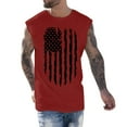thumbnail image 1 of kpoplk Men's Casual 4th of July Tank Tops American Flag Print Short Sleeved Muscle Patriotic Tees(Red,L), 1 of 5