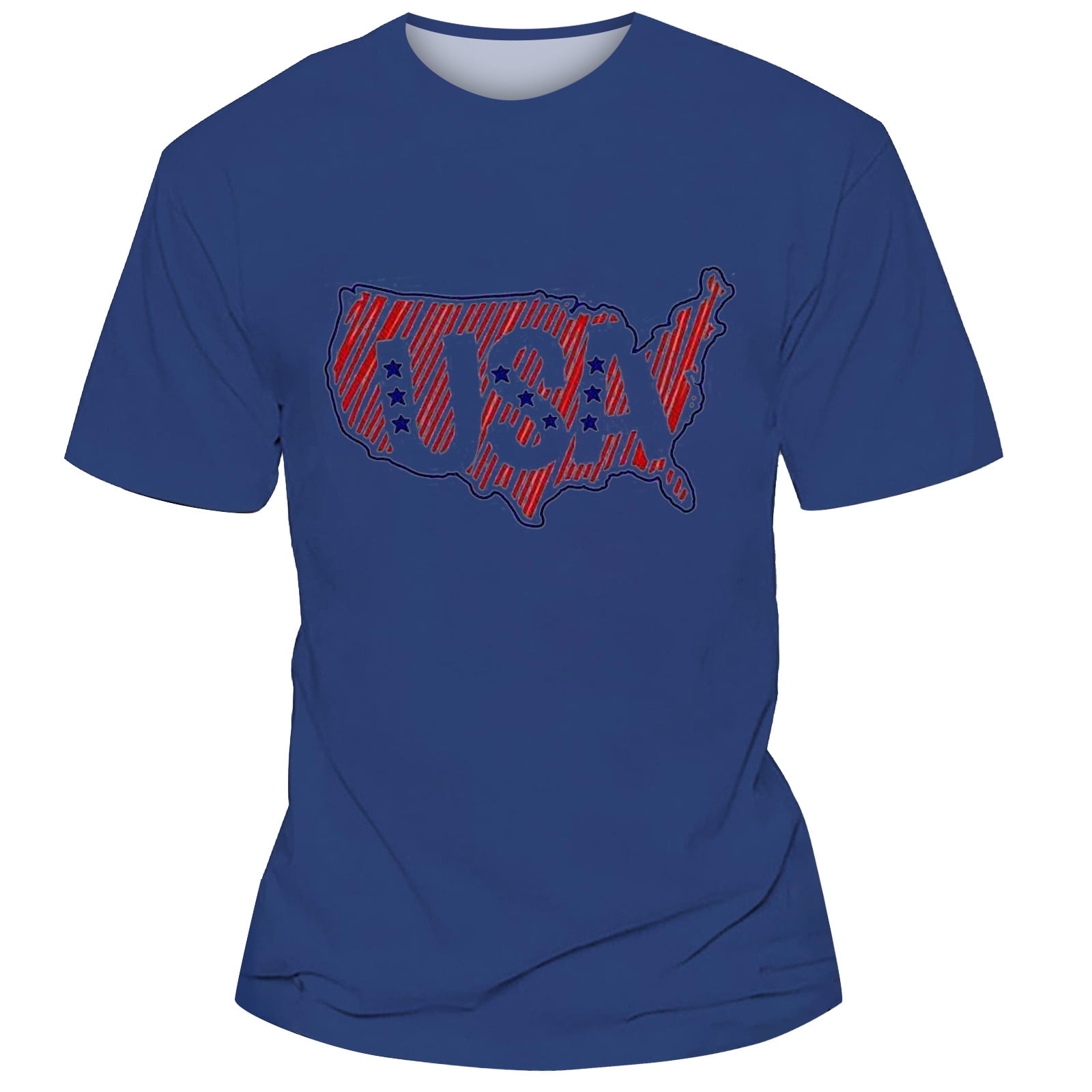 kpoplk American Flag Blue Tshirt Men Grey Tee Tops Mens USA Patriot 4th