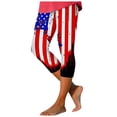 thumbnail image 1 of kpoplk American Flag Pants for Womens 4th of July Printed Workout Capri Leggings American Flag Running Pants(Blue,L), 1 of 4