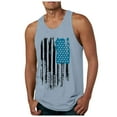 thumbnail image 1 of kpoplk American Flag Tank Top Men Patriotic 4th of July USA Summer Short Sleeved Shirt(Light Blue,L), 1 of 5