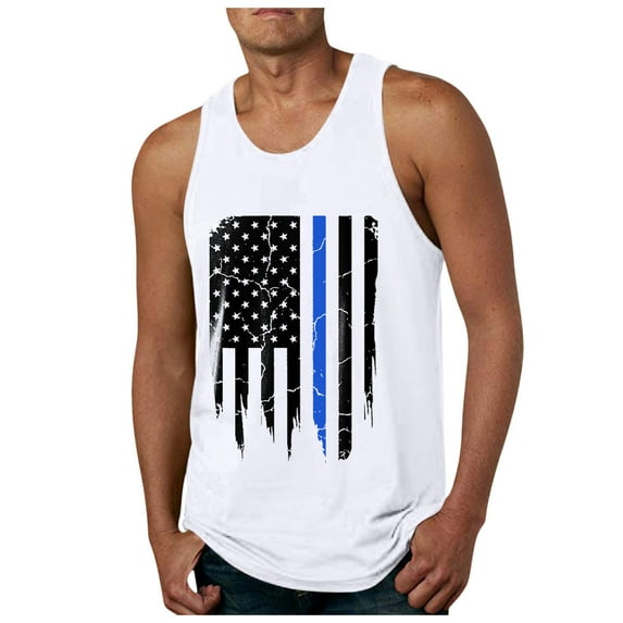 kpoplk American Flag Tank Tops for Men 4th of July Shirts Short Sleeved Muscle Tank Top Graphic 1776 Gym Workout Patriotic Tank Top(White,3XL)