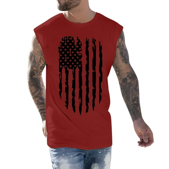 kpoplk 4th of July Patriotic Shirts Mens Workout Tank Top 1776 Gym Muscle Tee Fitness Bodybuilding Sleeveless T Shirt(Red,M)