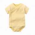 thumbnail image 1 of kpoplk Baby Boy Girl Bubble Romper Solid Color Bodysuit Short Sleeve Organic Cotton T-Shirt Size Newborns,Yellow, 1 of 5