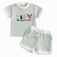 thumbnail image 1 of kpoplk Baby Boy Play Clothes 12-24 Months 2Pcs Outfits Cartoon Car Dinosaur Print Short Sleeve Tee and Shorts Set(Light Green,18-24 M), 1 of 8