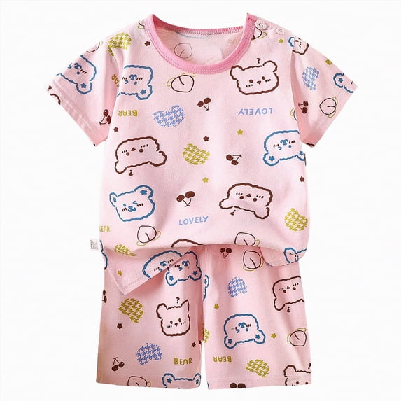 kpoplk Baby Boy Short Outfits Summer Toddler Boy Shorts Dinosaur Short Sleeve T-shirt 2 Pcs Summer Baby Boy Short Set(Pink,5-6 Y)