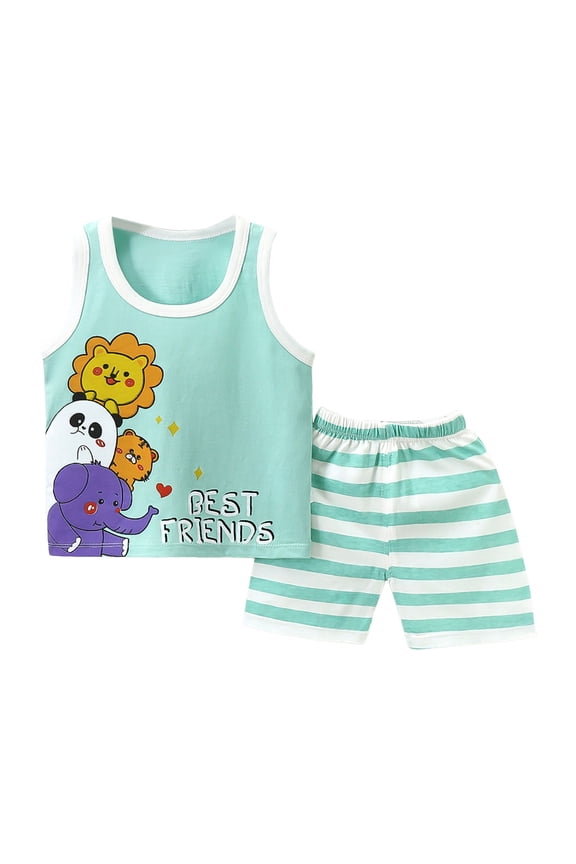Baby Boy Shorts Set Holiday Outfit Coco Tree Sleeveless T Shirt Tees Tank Tops Shorts Kids Summer Clothes(Mint Green,1-2 Y)