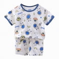 thumbnail image 1 of kpoplk Baby Boy Summer Clothes Set Toddler 18-24 Months 2 Piece Dinosaur Tee and Stripe Shorts(Sky Blue,4-5 Y), 1 of 4