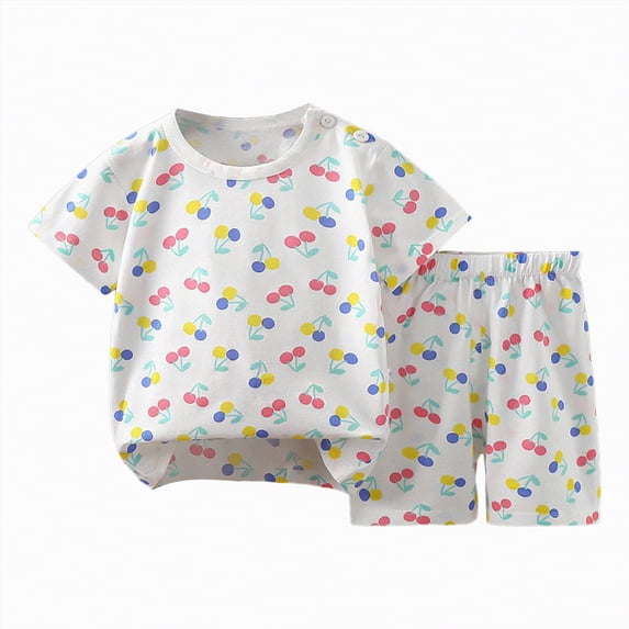 kpoplk Baby Boys Playtime Outfits 2Pcs Summer Clothes Dinosaur Truck Print Short Sleeve Cotton Shirt and Shorts Set(White,18-24 M)
