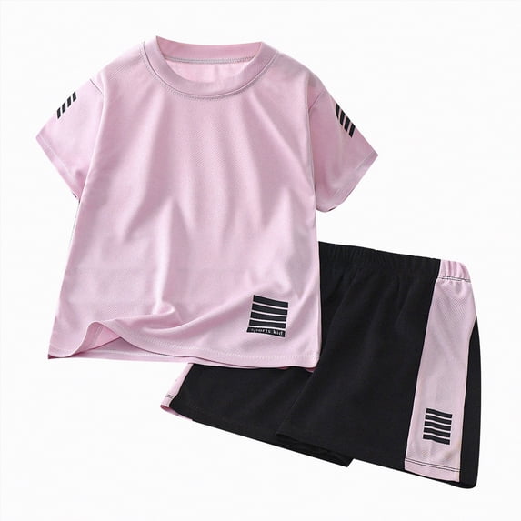 kpoplk Baby Boys & Toddler Boys 2Pcs Matching Clothes Summer Outfits Short Sleeve T-Shirt and Shorts Dinosaur Pattern(Purple,8-9 Y)