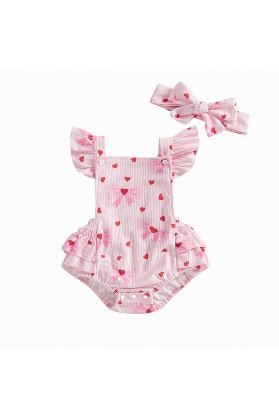 Baby Girl Boy Summer Cotton Bubble Romper Clothes Basic Plain Ruffle Short Sleeve Comfy Rompers Newborn Tops Size 0-3 Months,Pink