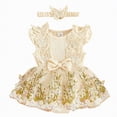 thumbnail image 1 of kpoplk Baby Girl Summer Clothes Ruffle Overall Romper Outfits Cute Sleeveless Overalls Rompers Newborn Outfit Size 12-18 Months,Beige, 1 of 4