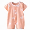 thumbnail image 1 of kpoplk Baby Short Sleeve Romper Unisex Newborn Cotton Jumpsuit Summer Lightweight Breathable Onesie for Infant Boy Girl Size 12-18 Months,Orange, 1 of 4