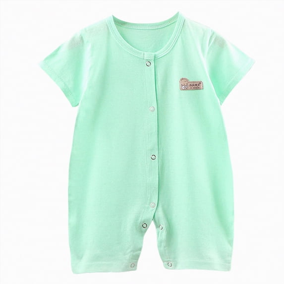 kpoplk Baby Short Sleeve Romper Unisex Newborn Cotton Jumpsuit Summer Lightweight Breathable Onesie for Infant Boy Girl Size 18-24 Months,Green