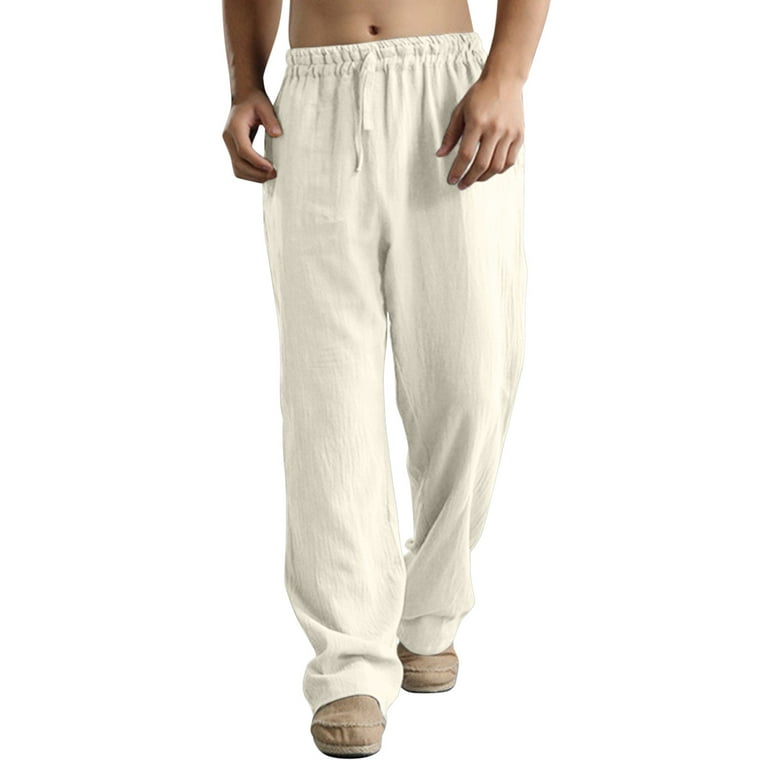 kpoplk Baggy Pants Men,High Waisted Sweatpants for Men Cinch Bottom Baggy  Joggers Sweat Pants with Pockets(Beige,XXL)
