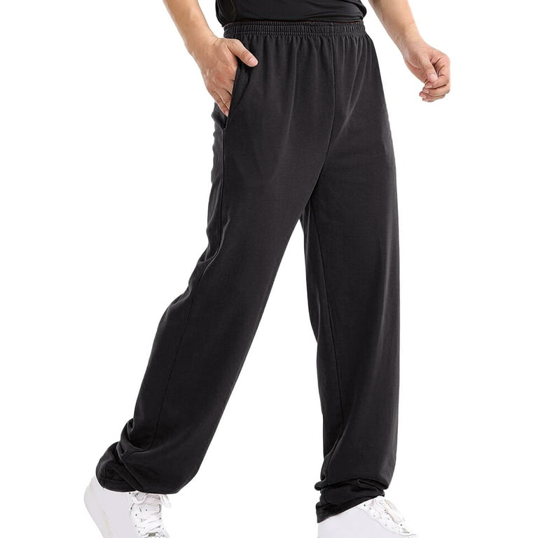 kpoplk Baggy Sweatpants for Men,Men's Active High Waisted Sporty Gym Fit  Jogger Sweatpants Baggy Pants with Pockets(Black,S) 