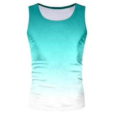 kpoplk Beach Shirts for Men Regular Big and Tall Sleeveless Tank Tops Summer Casual Round Neck Shirt,M Mint Green