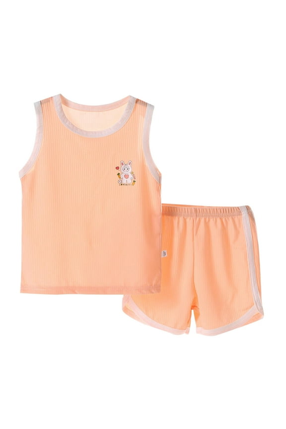 Boy Clothes Toddler Baby Boys Summer Outfits Sleeveless Patchwork T-Shirt Shorts Set 6 Months-4T(Orange,5-6 Y)