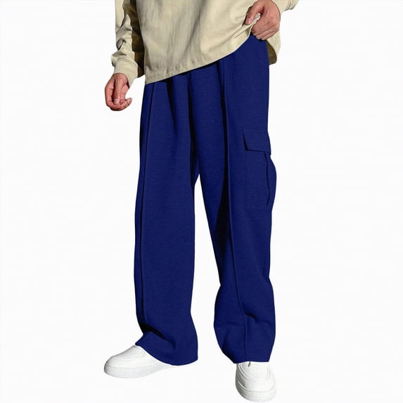 kpoplk Boys Sweatpants Boys Athletic Joggers Pants Kids Youth Open Bottom Pants with Pockets Drawstring(Dark Blue,5-6 Y)