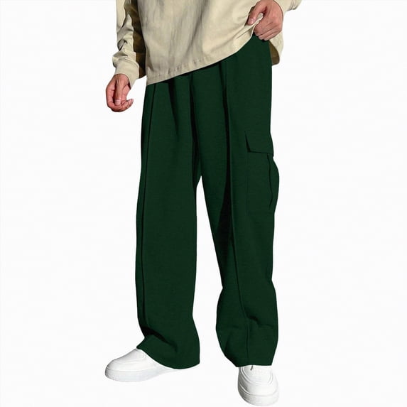 kpoplk Boys Sweatpants Boys Athletic Joggers Pants Kids Youth Open Bottom Pants with Pockets Drawstring(Dark Green,12-13 Y)