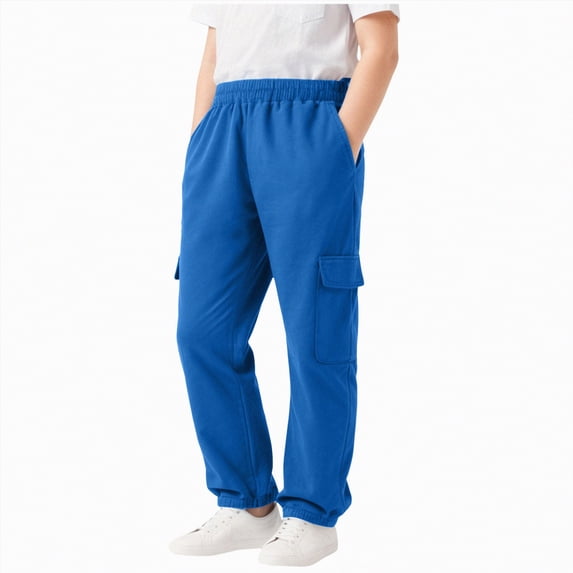 kpoplk Boys Sweatpants Kids Athletic Cargo Pants Causal Joggers Workout Clothes with Pocket Drawstring(Blue,2-3 Y)