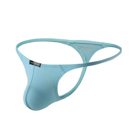 kpoplk Briefs for Men Low Rise 2023 T-Back Thongs Underwear Ice Silk Solid Seamless Underpants Blue,XXL